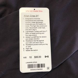 Lululemon Align crop 21 inch size 10